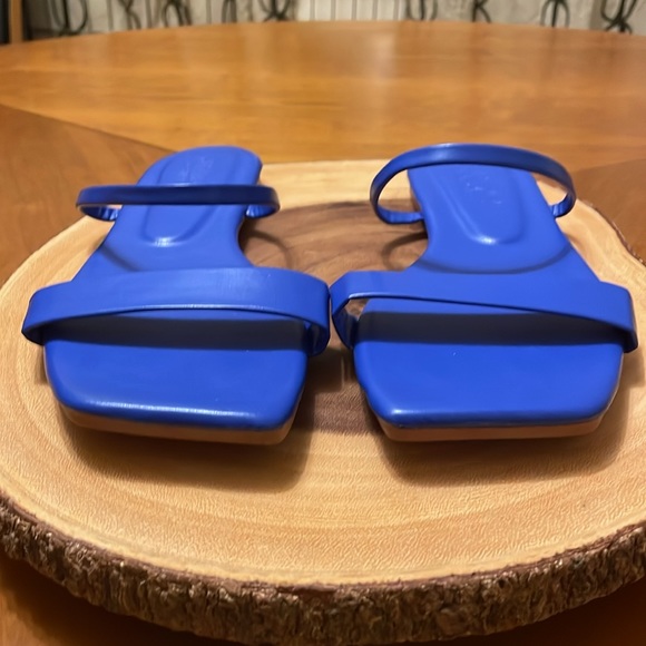 JMGXY Slides Sandal Womens 9.5 Flat Blue Casual Slip On Square Toe Shoe 41 - Picture 6 of 8